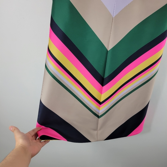 J.Crew Collection Pop Stripe Chevron Rainbow Sleeveless Keyhole Sheath Dress - Picture 5 of 14